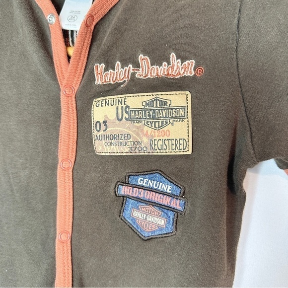 Harley Davidson Milwaukee WI Footless Long-sleeve Embroidered Onesie Size 24M - Picture 2 of 6